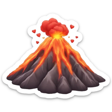volcano erupting hearts  sticker