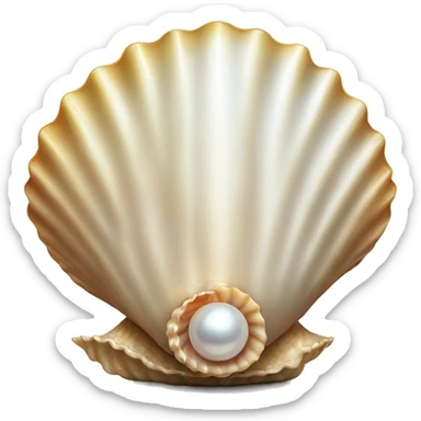 Open sea shell with pearl sticker