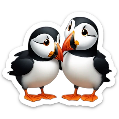Two cuddling puffins sticker