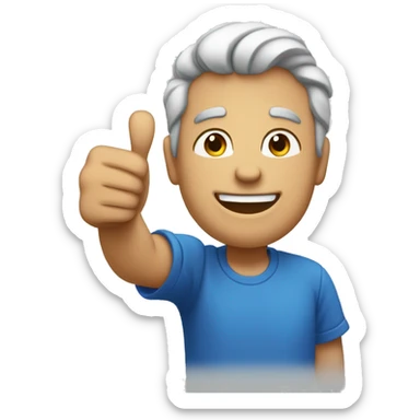 Man beld whit blue ayes giving the thumbs up sticker