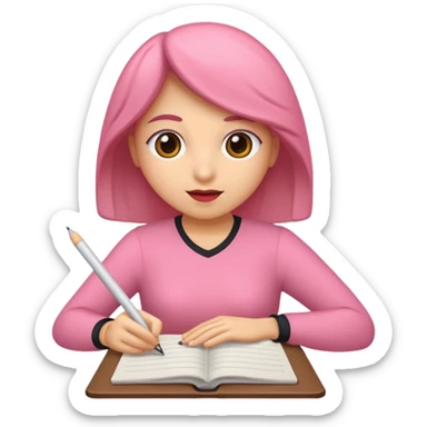 rosa escribiendo pensando sticker