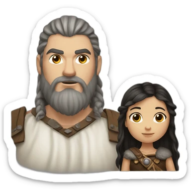 Viking and girl white dark hair sticker