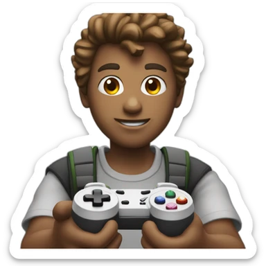 Playing video game with joystick  sticker