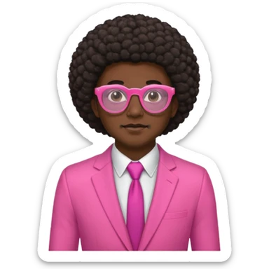 afro hair man pink suit pink glasses sticker