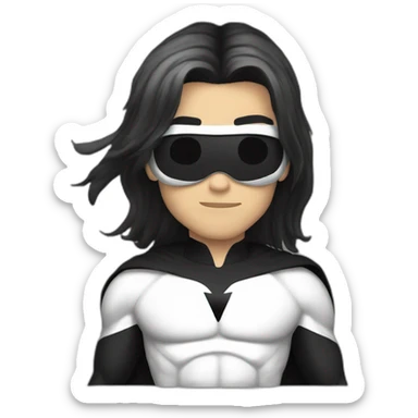 white super hero wiht black hair named "JV" sticker