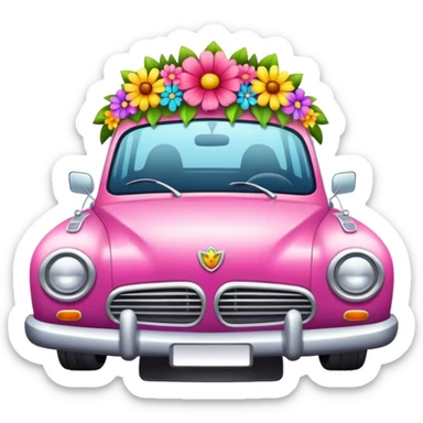 Car with flower crown  sticker