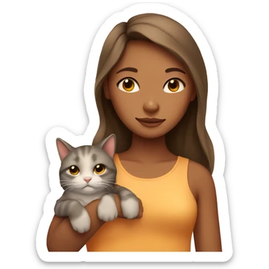  girl with sleeping tan cat sticker