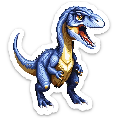 A fierce velociraptor dinosaur with sharp teeth and claws sticker