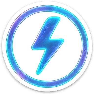holographic style emoji of a voltage symbol, glowing, iridescent colors, futuristic sticker