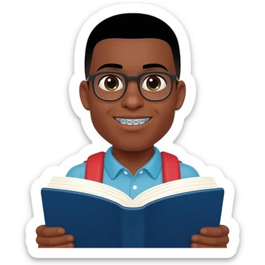 black STUD with glasses and braces NERD sticker