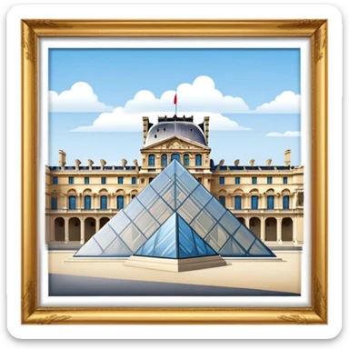 Louvre Museum Landmark Emoji – Showing the glass pyramid entrance with the historic palace in the background. sticker