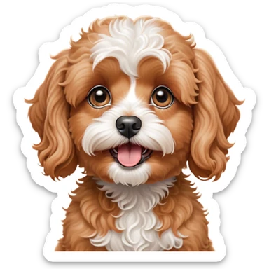 Cinematic Comical Apricot Cavoodle Portrait Emoji, Head tilted dramatically with an exaggeratedly shocked or offended expression, featuring a soft, curly apricot coat with charming white patches, wide, expressive brown eyes filled with exaggerated disbelief, Simplified yet hilariously expressive features, highly detailed, glowing with a slightly sassy glow, high shine, dramatic yet playful, stylized with an air of attitude, bright and endearing, soft glowing outline, capturing the essence of a sassy and over-the-top companion, so meme-worthy it feels like it could side-eye its way into internet fame instantly! sticker