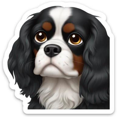 Completely black Cavalier King Charles spaniel. No brown fur and no white fur sticker