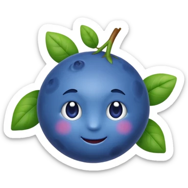 Un emoji fruit myrtille avec des feuilles sticker