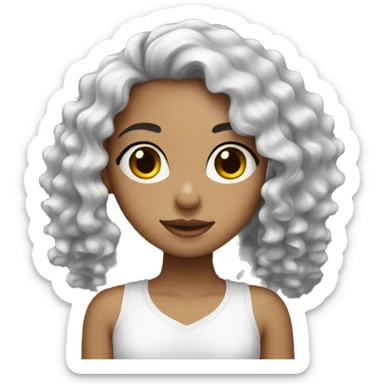 girl using lotion white skin and black long curly hair  sticker