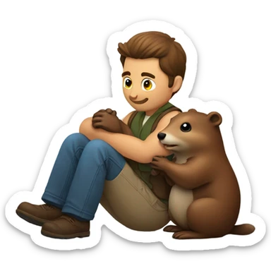 Man in love with a beaver sticker