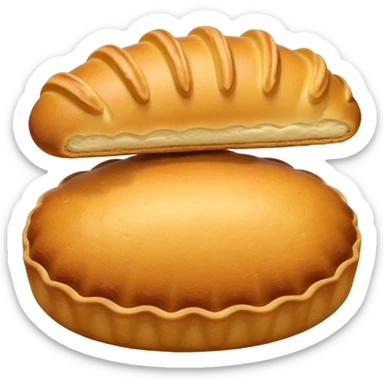 A madeleine pastry. Oval shaped. With scalloped single edge. sticker