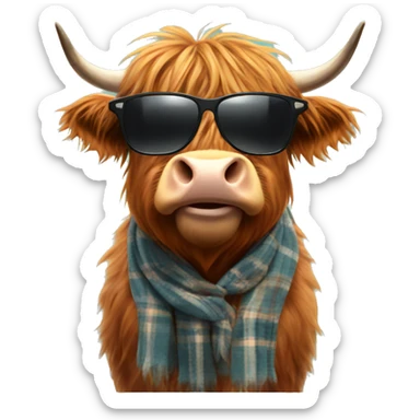 Highland cow wearing sunglasses sticker