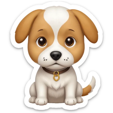 a white beagle x maltese x chi dog the size of a kelpie with light brown ears and a light brown patch on one eye sticker