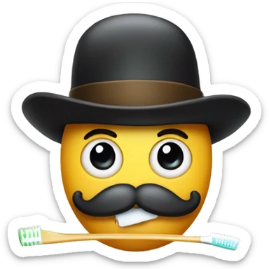 Emoji with toothbrush moustache with bowler hats  sticker