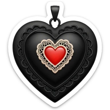 goth themed heart with a black lace cameo pendant sticker