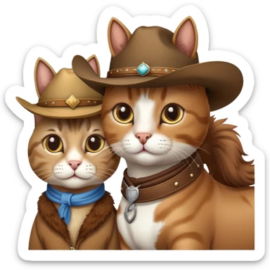 gato de chapéu de cowboy junto de um cavalo sticker