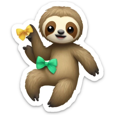 Sloth with a bow on its head sticker