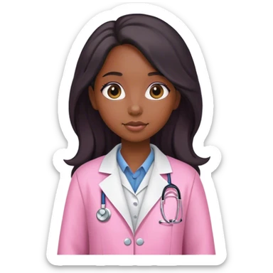 Black girl with long  hair is a scientist with pink lab coat sticker