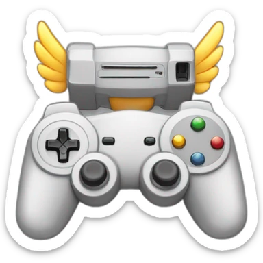 Design an emoji of a gaming console with wings to symbolize exploration and adventure! sticker