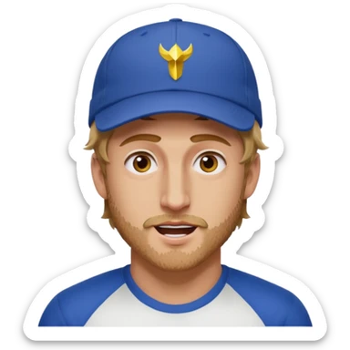 Design Logan Paul with cap, beard stubble & energetic expression. sticker