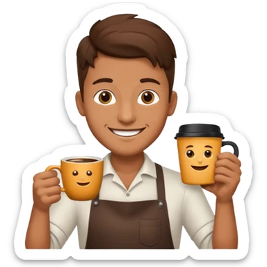 barista with one big cup of coffee sticker