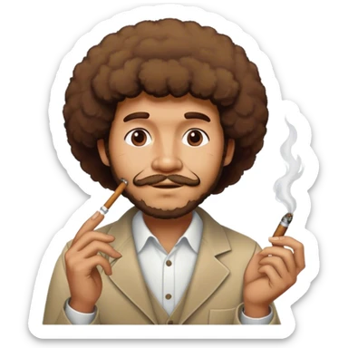 Bob Ross smoking a blunt sticker