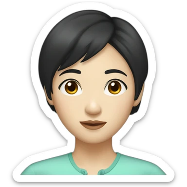 Asian women with small eyes short black hair sticker