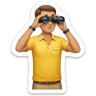 Male lifeguard – yellow shirt, binoculars in hand, scanning the sea, full body sticker