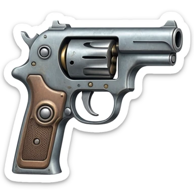 Gun with a face coming out sticker