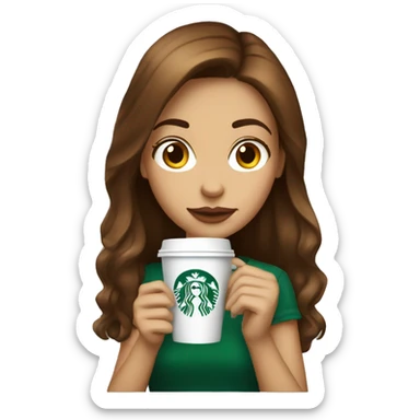 A borwn haired girl drinking starbucks sticker