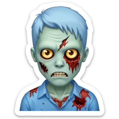 Zombie with blue shirt sticker