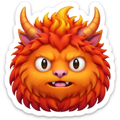 Sleepy cute fluffy flaming monster sticker