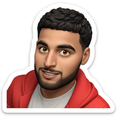 smiling boy in red jacket sticker