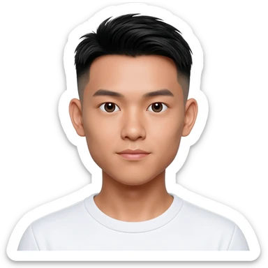 Filipino Chinese young man at 25 years old fade hair cut sticker