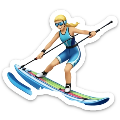 An icon featuring a close-up collage of water skis, splashing water across the surface. The design highlights the motion of the skis cutting through the water. Transparent background emphasizes the thrill of water skiing. sticker
