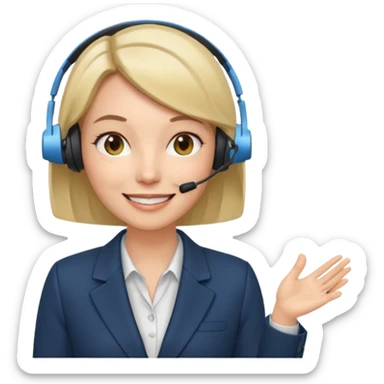 40 year old female with a bob, work as a facilitator, in the middle of a workshop sticker