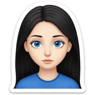 long dark hair with big blue eyes and long dark eyelashes sticker