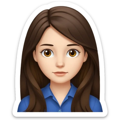 Emma brunette midtskille langt hår sticker