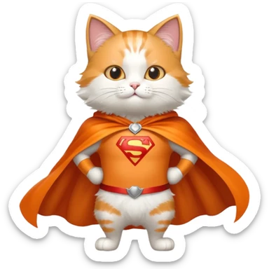 cat character with a superhero cape sticker