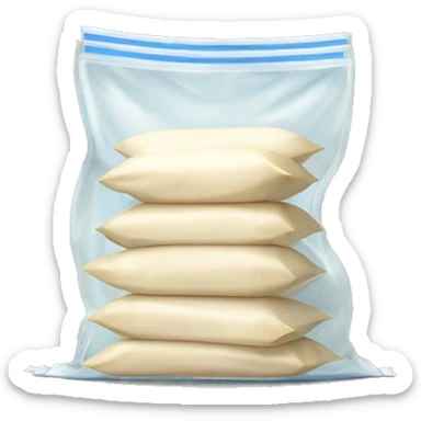 large ziplock bag filled with smaller flat vertically stacked bags on milk sticker