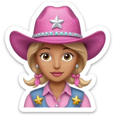 Cowgirl with pink sparkly hat  sticker