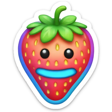 rainbow neon strawberry sticker