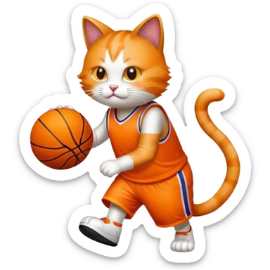 Cat dribbling a basketball  sticker
