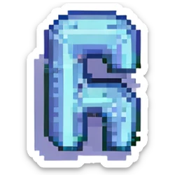 number 7, pixel art style, bold and clear sticker